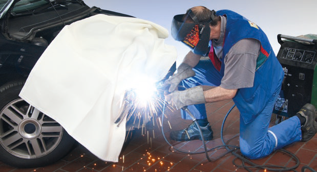 Coperta in fibra di vetro dimensioni 1,0 m x 2,0 m per protezione dalle scintille delle parti in vetro plastiche durante smerigliatura taglio