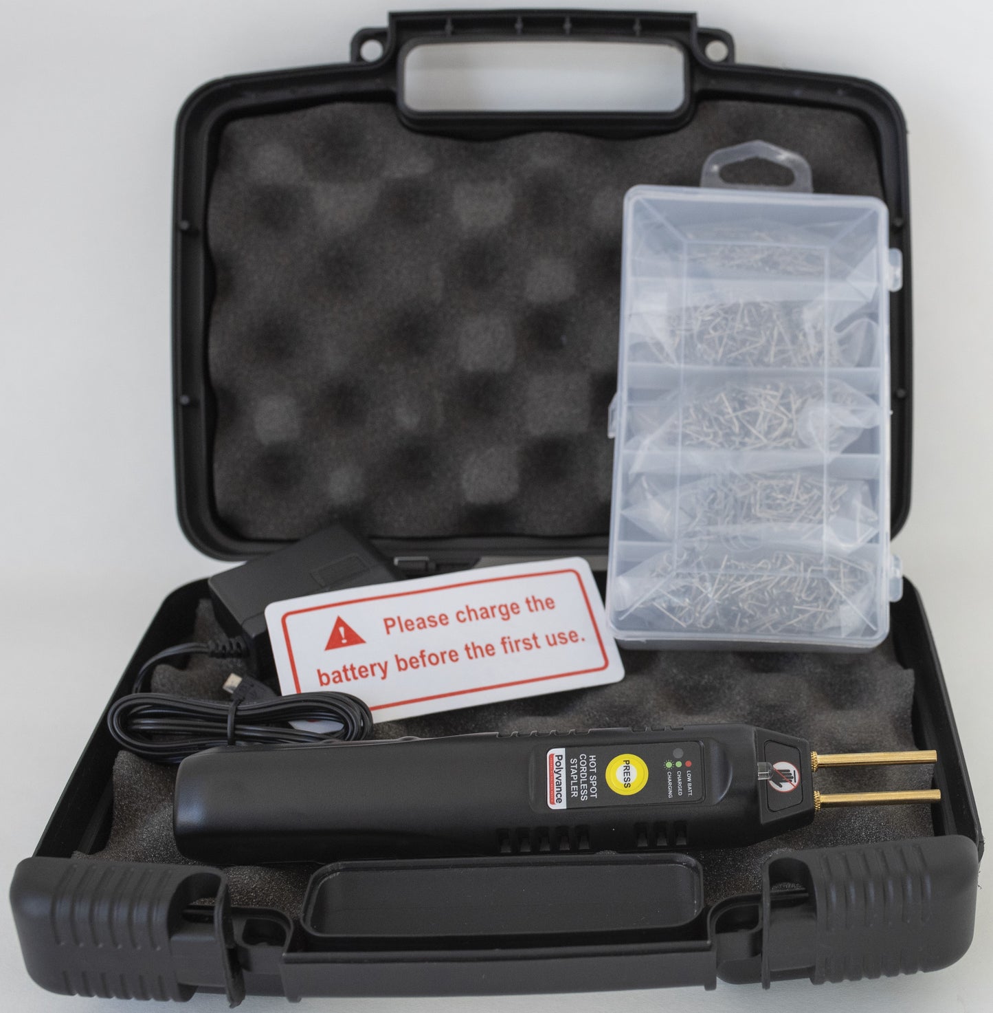 Saldatore a batteria per graffette per riparazione plastiche