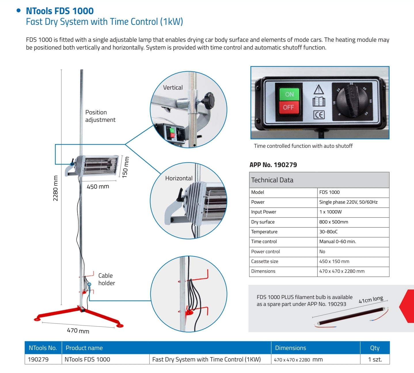 Lampada per Carrozzeria ad infrarossi.