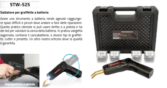 Saldatore per graffette metalliche a batteria per riparazione plastiche